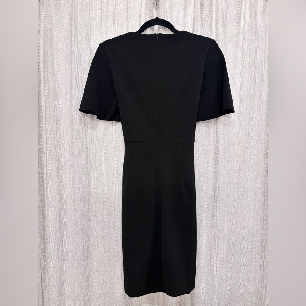 Donna Morgan Flutter Sleeve Waist Tie Dress 8, BLACK Wrap Around - Picture 12 of 14